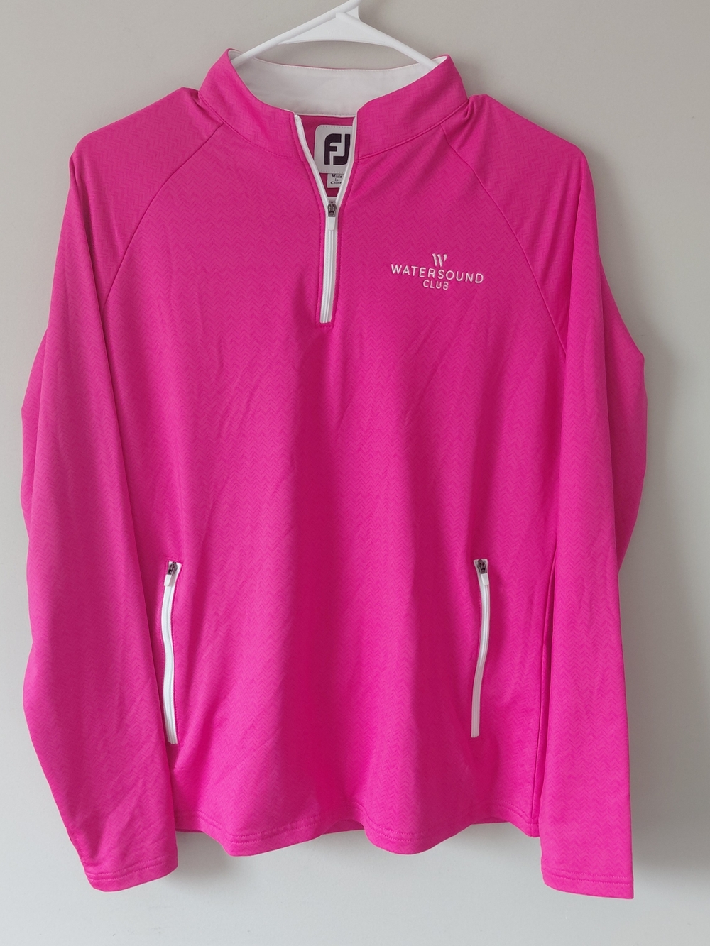 FootJoy Hot Pink Quarter-Zip Golf Pullover with White Trim